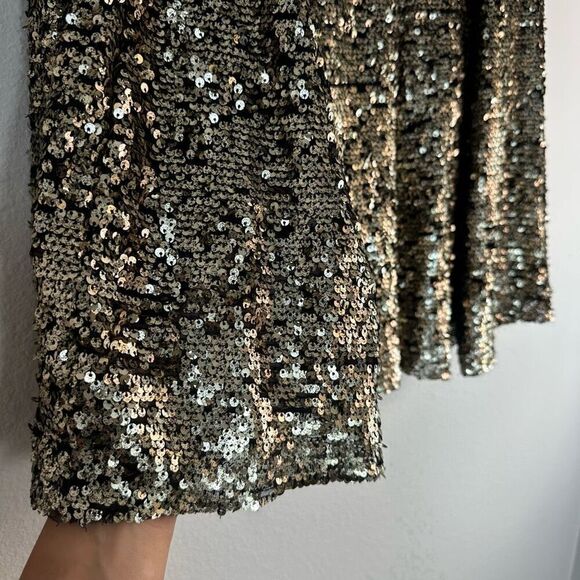 Maeve Anthropologie Gold All Over Sequin Embellished Midi Skirt Women Small Glam - Picture 3 of 8
